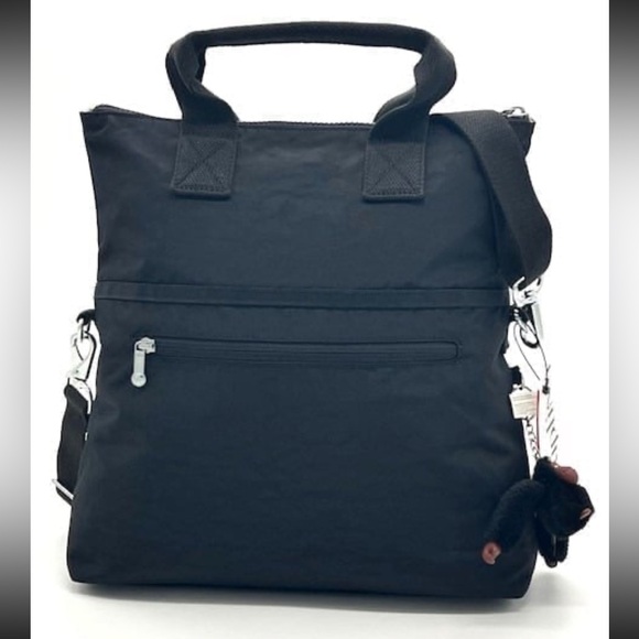Kipling Eleva Convertible Tote Crossbody Black Nylon Bag w/  Monkey Charm - Picture 12 of 13